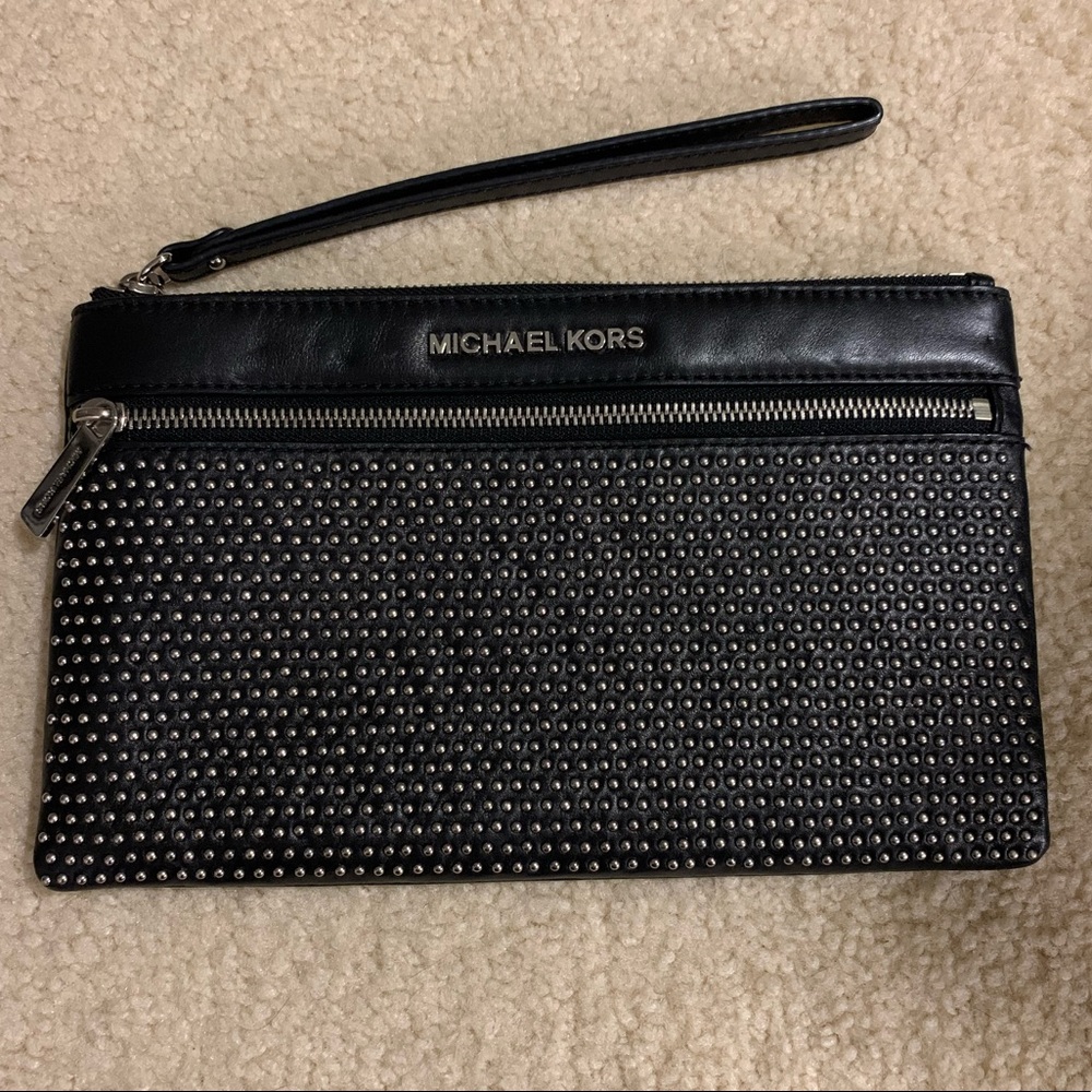 Michael Kors Black & Silver Studs Wristlet